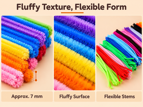 HASTHIP 500-Piece Chenille Stem Craft Kit with 20 Colors and Flower and Animal Guides