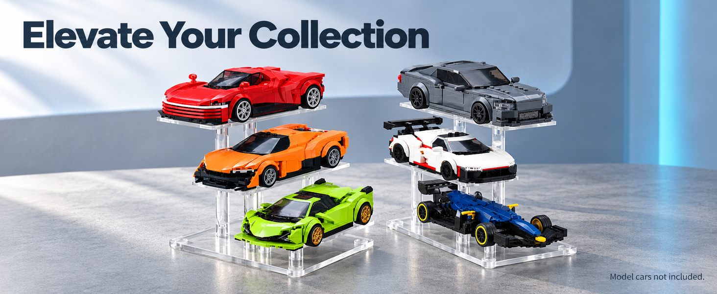HASTHIP 3-Tier Acrylic Display Stand Set of Two for Diecast Cars and Collectibles