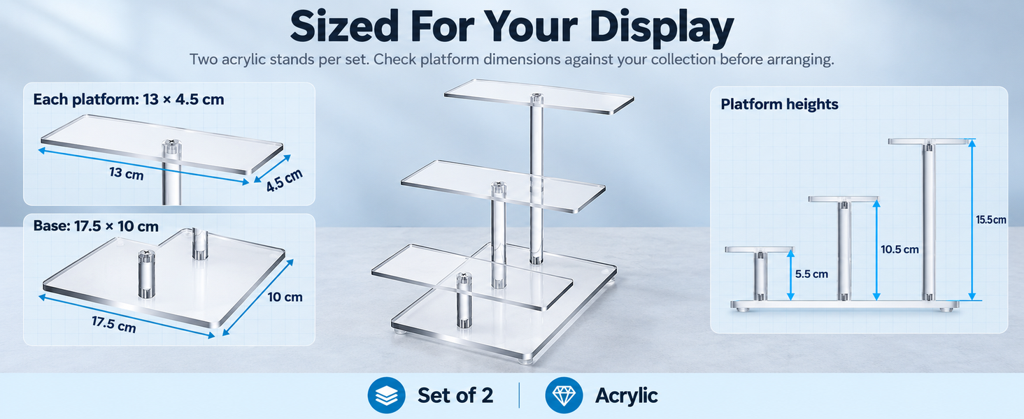 HASTHIP 3-Tier Acrylic Display Stand Set of Two for Diecast Cars and Collectibles