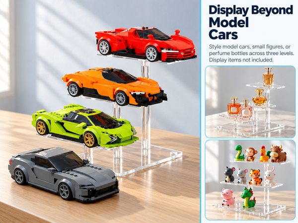 HASTHIP 3-Tier Acrylic Display Stand Set of Two for Diecast Cars and Collectibles