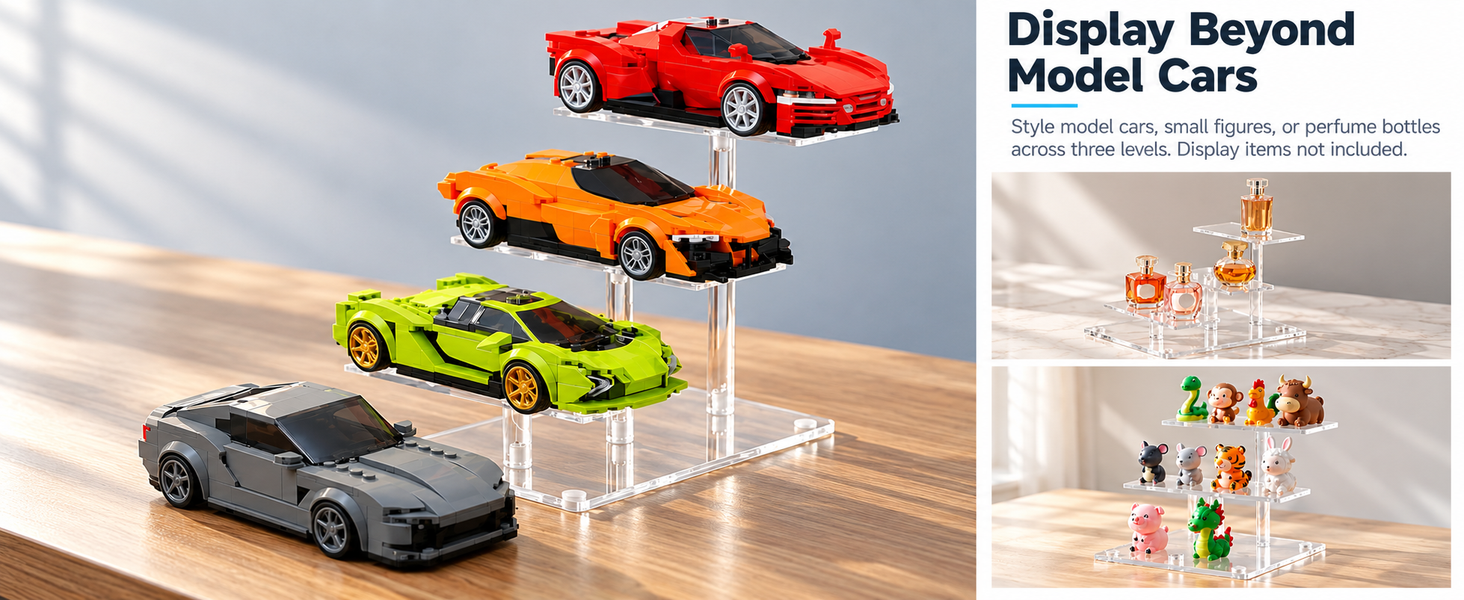 HASTHIP 3-Tier Acrylic Display Stand Set of Two for Diecast Cars and Collectibles