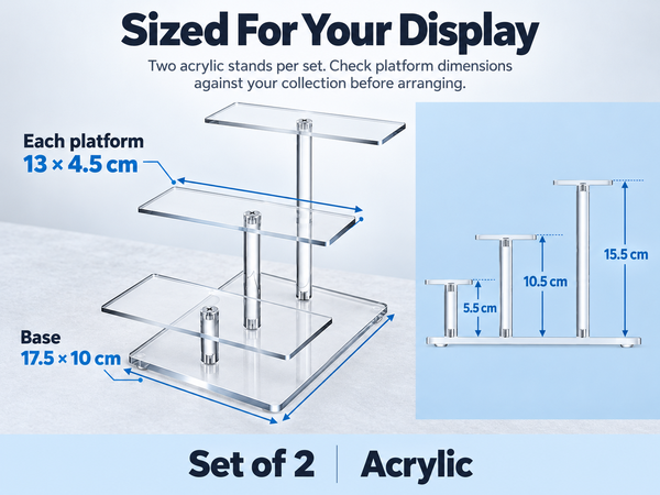 HASTHIP 3-Tier Acrylic Display Stand Set of Two for Diecast Cars and Collectibles