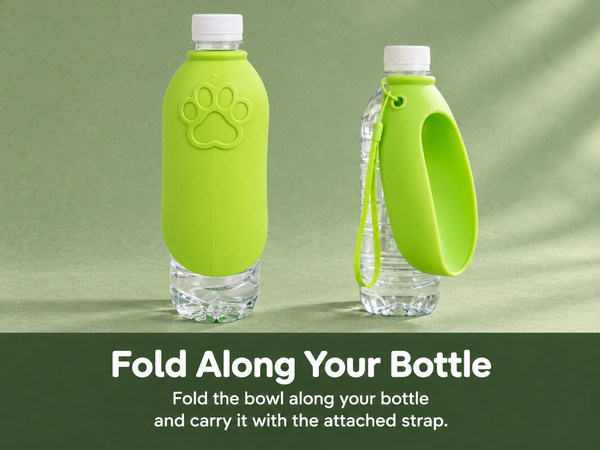 Qpets Foldable Pet Water Bottle with Silicone Cup