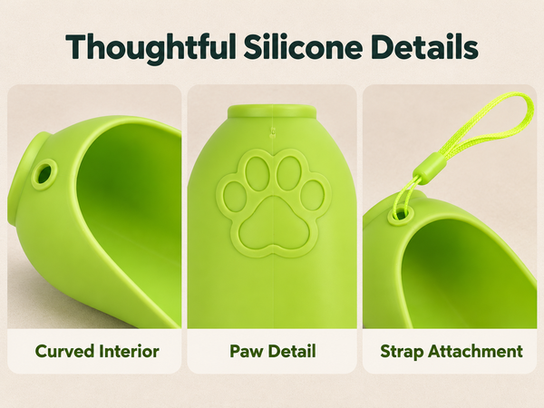 Qpets Foldable Pet Water Bottle with Silicone Cup