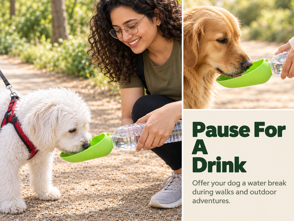 Qpets Foldable Pet Water Bottle with Silicone Cup