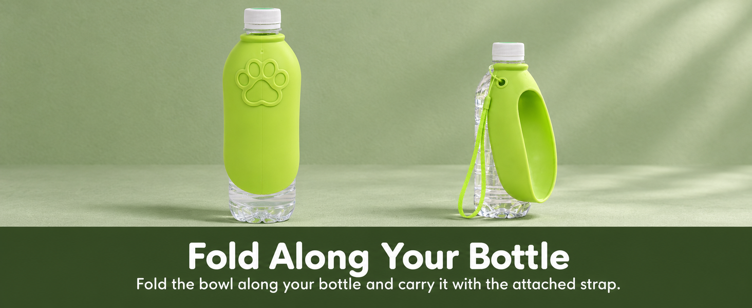 Qpets Foldable Pet Water Bottle with Silicone Cup