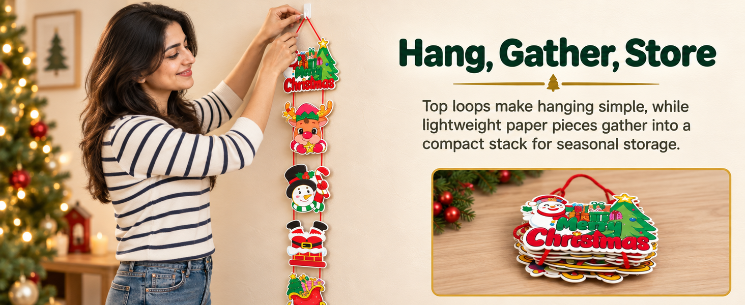 HASTHIP Christmas Hanging Banners with Santa and Penguin Designs, Lightweight Cardstock, Set of Two