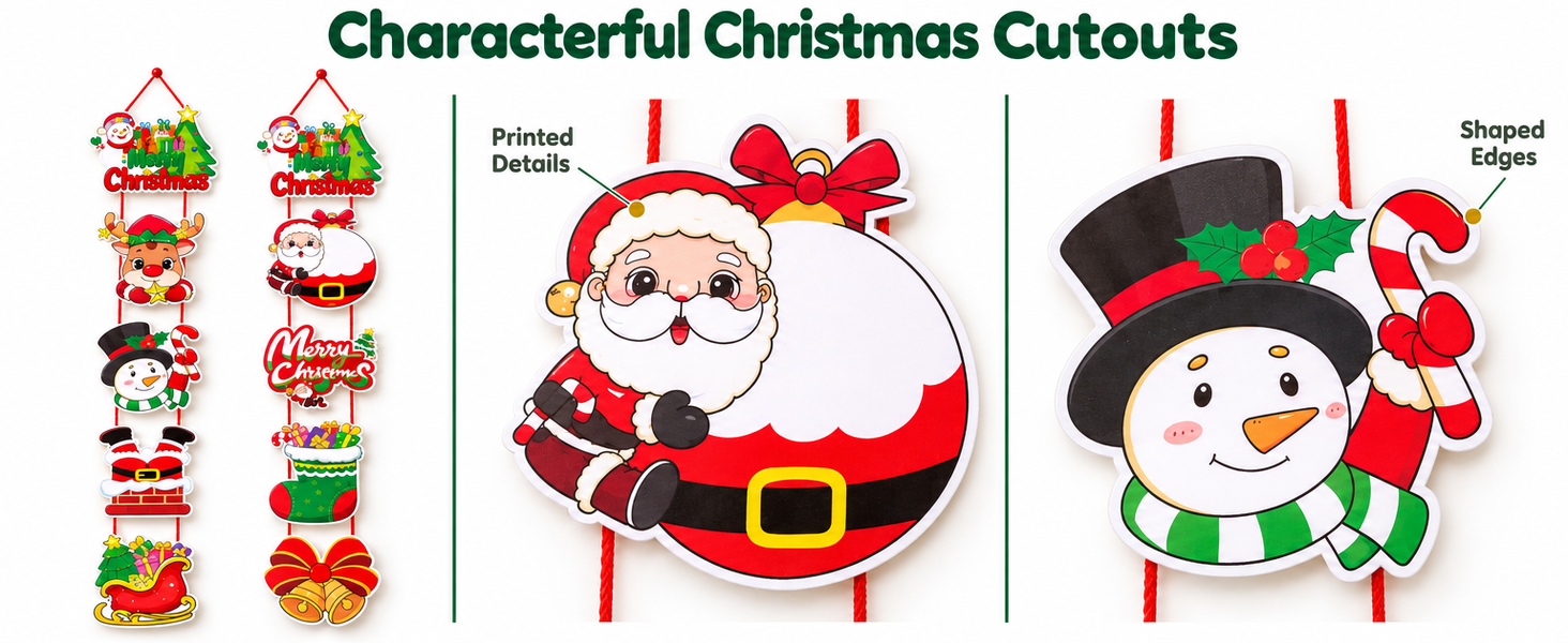 HASTHIP Christmas Hanging Banners with Santa and Penguin Designs, Lightweight Cardstock, Set of Two