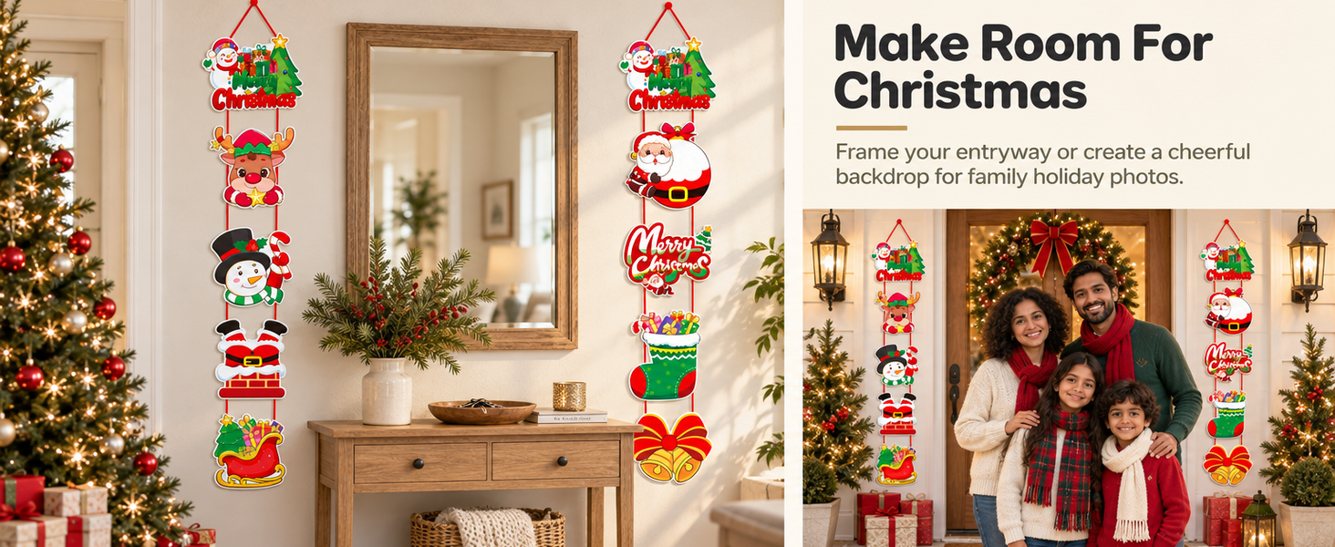 HASTHIP Christmas Hanging Banners with Santa and Penguin Designs, Lightweight Cardstock, Set of Two