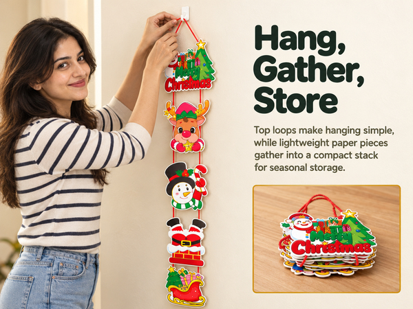 HASTHIP Christmas Hanging Banners with Santa and Penguin Designs, Lightweight Cardstock, Set of Two