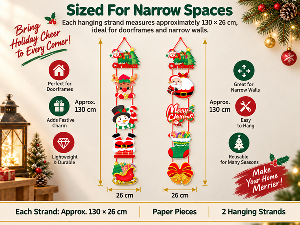 HASTHIP Christmas Hanging Banners with Santa and Penguin Designs, Lightweight Cardstock, Set of Two