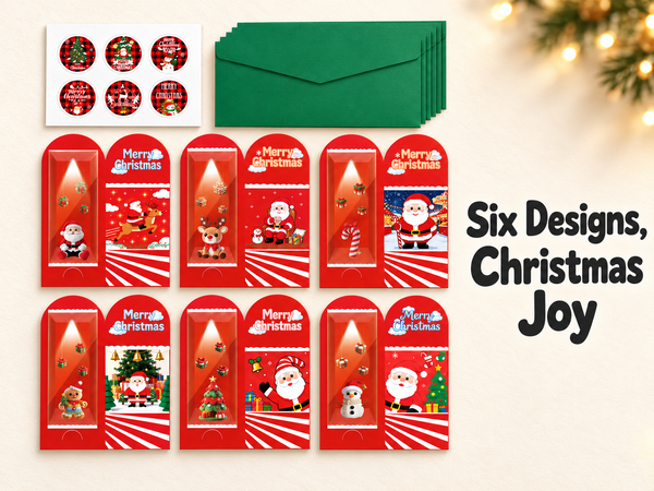 HASTHIP 13-Piece Christmas Money Wallet Set with 6 Designs, Envelopes and Stickers