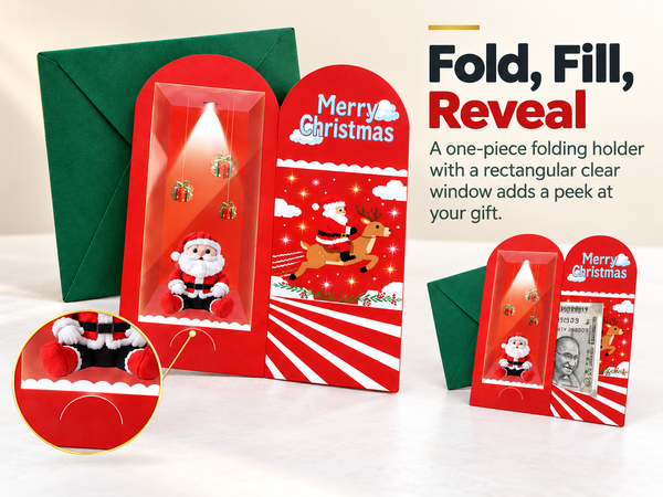HASTHIP 13-Piece Christmas Money Wallet Set with 6 Designs, Envelopes and Stickers