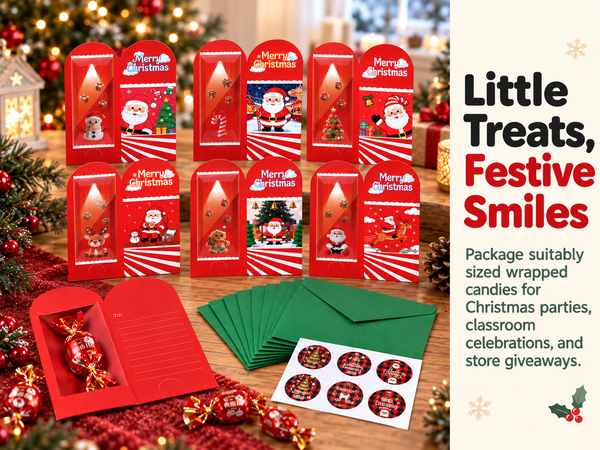 HASTHIP 13-Piece Christmas Money Wallet Set with 6 Designs, Envelopes and Stickers