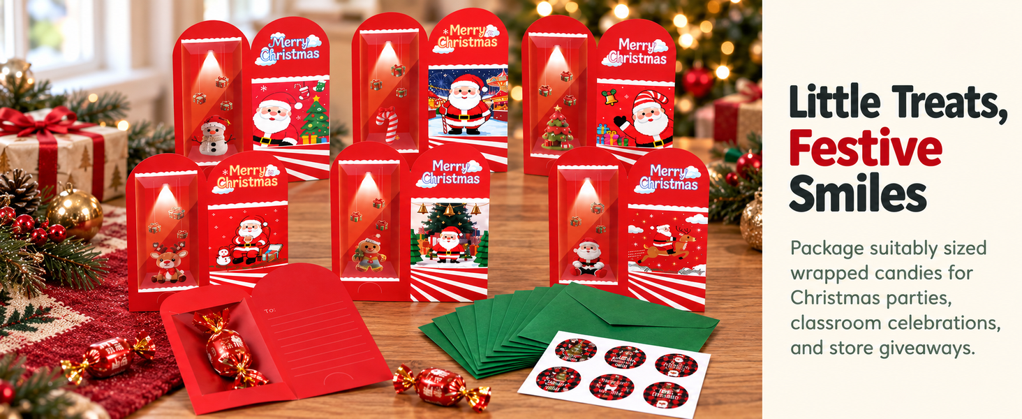 HASTHIP 13-Piece Christmas Money Wallet Set with 6 Designs, Envelopes and Stickers