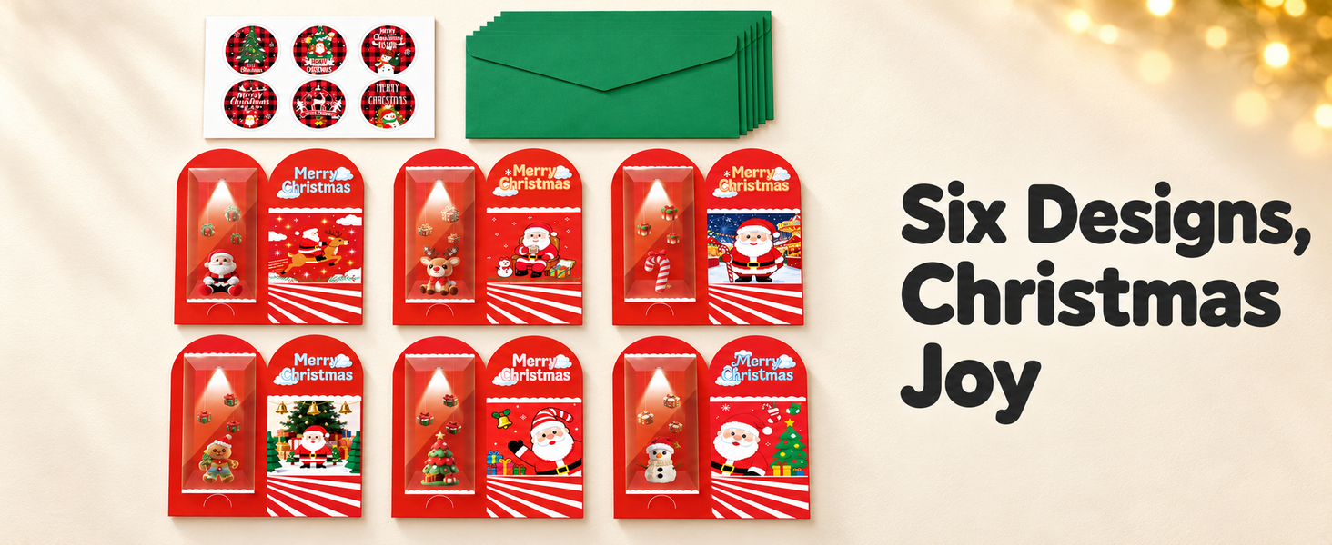 HASTHIP 13-Piece Christmas Money Wallet Set with 6 Designs, Envelopes and Stickers