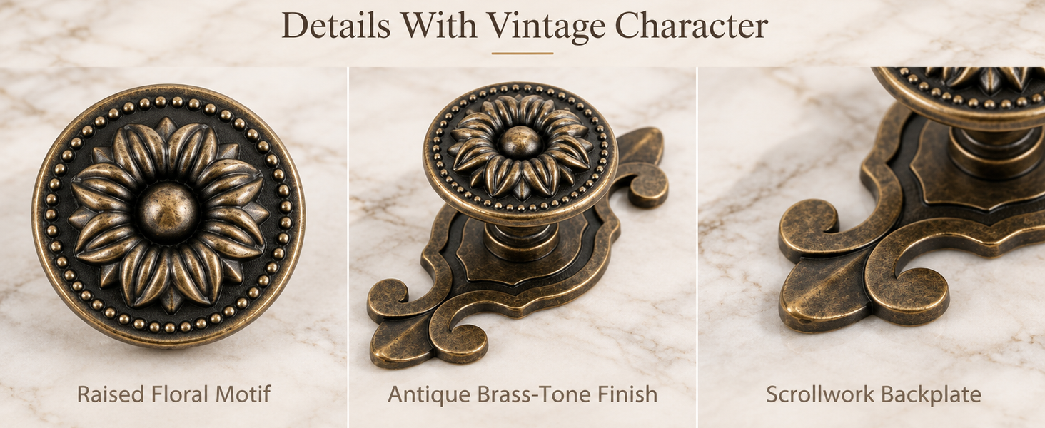 HASTHIP 2-Piece Mushroom Cabinet Knobs in Zinc Alloy with Antique Brass Backplates
