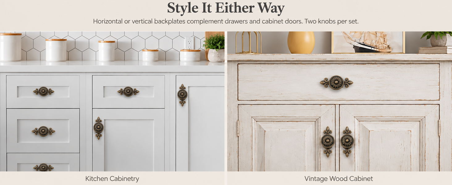 HASTHIP 2-Piece Mushroom Cabinet Knobs in Zinc Alloy with Antique Brass Backplates