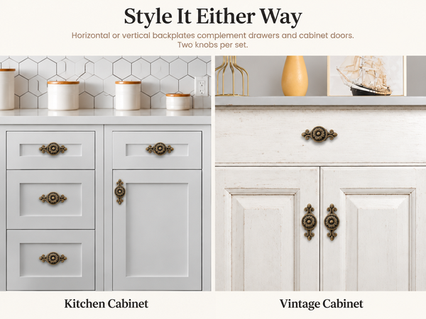HASTHIP 2-Piece Mushroom Cabinet Knobs in Zinc Alloy with Antique Brass Backplates