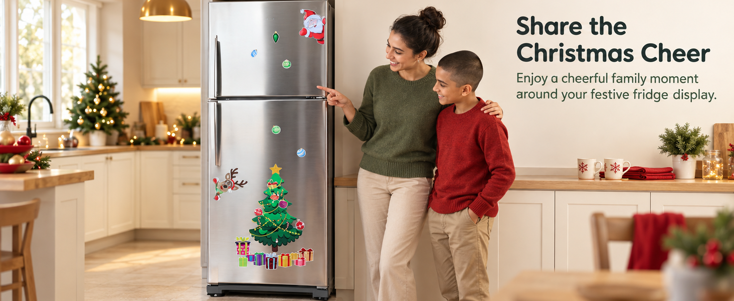 HASTHIP 23-Piece Reusable PVC Christmas Tree Decor Set for Refrigerators and Metal Surfaces