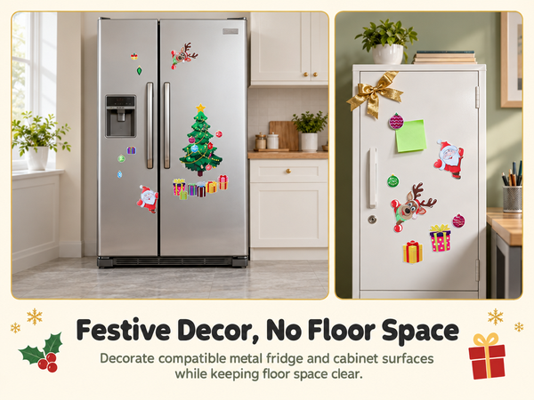 HASTHIP 23-Piece Reusable PVC Christmas Tree Decor Set for Refrigerators and Metal Surfaces