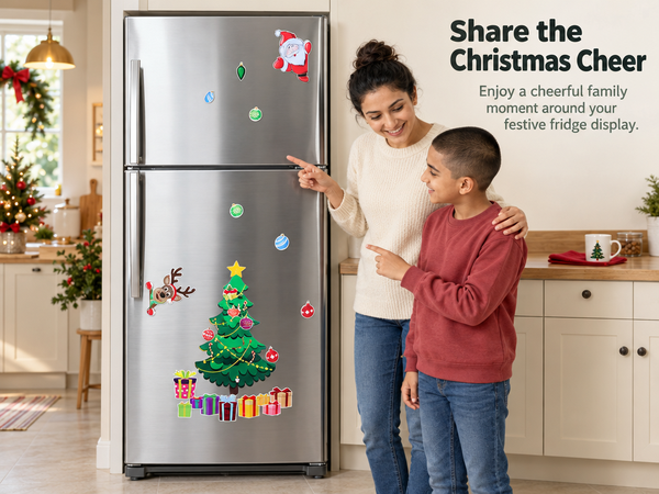 HASTHIP 23-Piece Reusable PVC Christmas Tree Decor Set for Refrigerators and Metal Surfaces