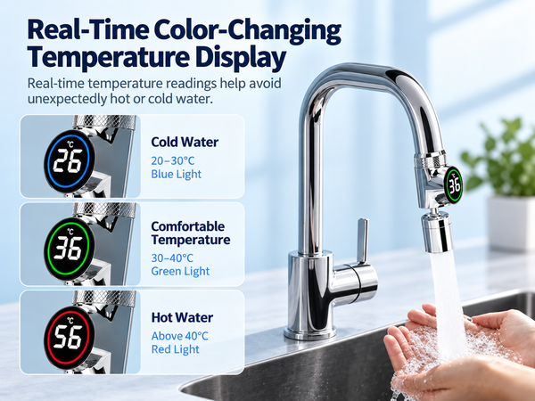 HASTHIP Smart Digital Display Faucet Extender with Two Spray Modes and Stainless Steel Construction