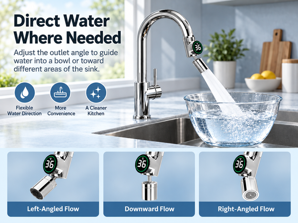 HASTHIP Smart Digital Display Faucet Extender with Two Spray Modes and Stainless Steel Construction