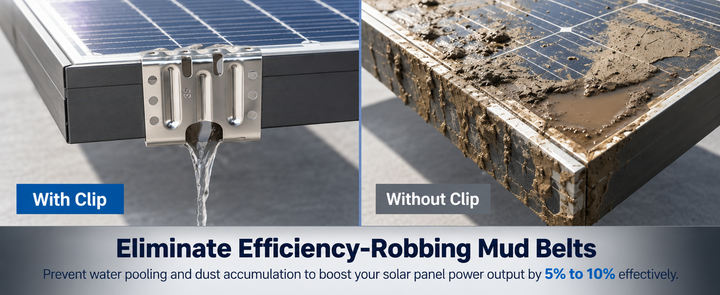 HASTHIP 304 Stainless Steel Solar Panel Water Drainage Clips for 35mm Framed Panels, Snap-On Fit