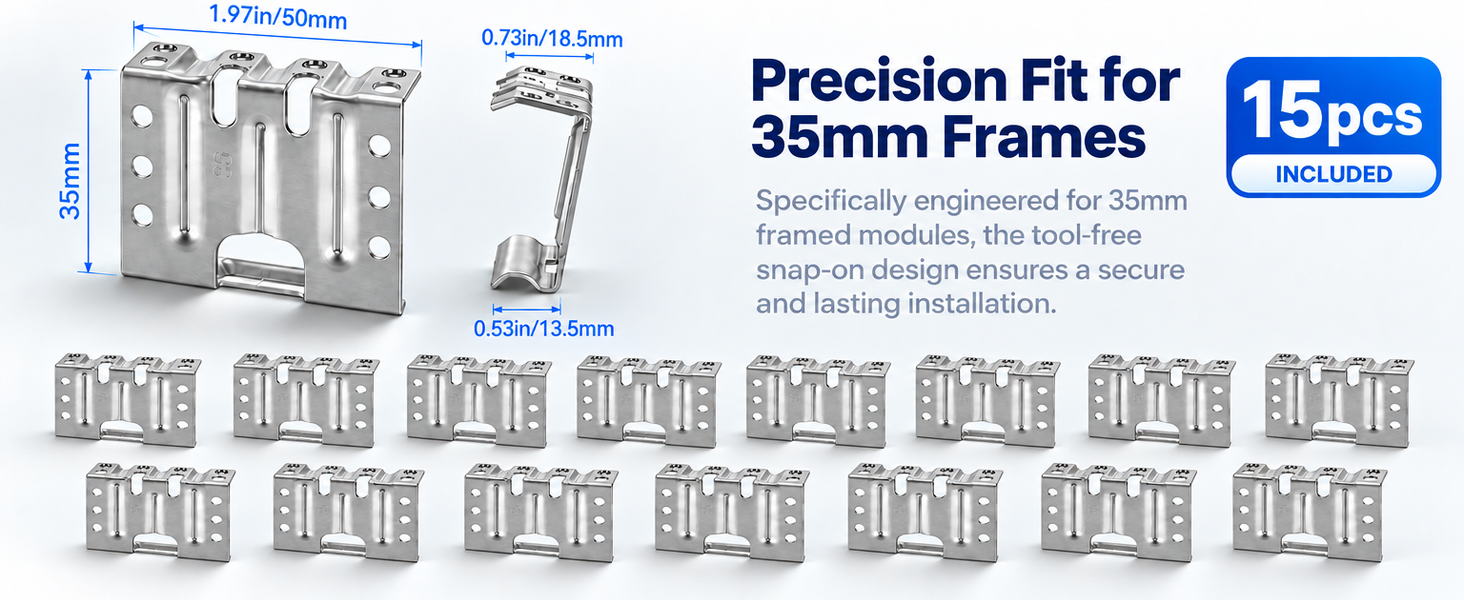 HASTHIP 304 Stainless Steel Solar Panel Water Drainage Clips for 35mm Framed Panels, Snap-On Fit