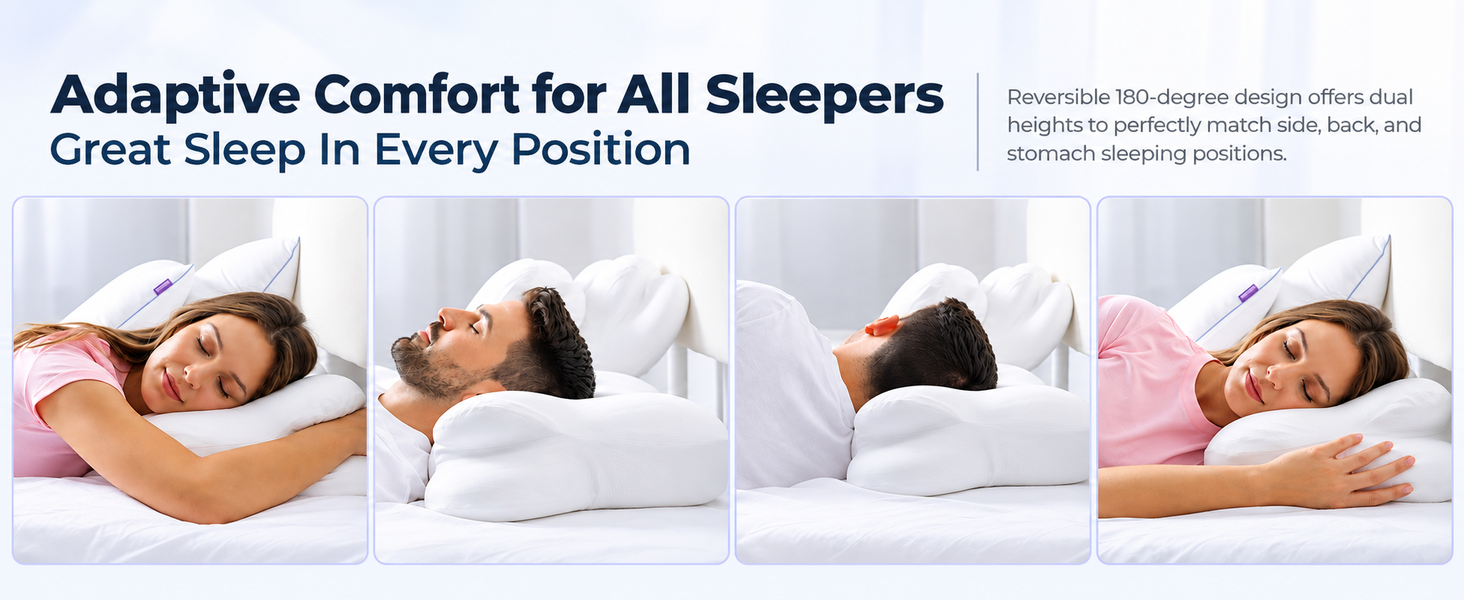 HASTHIP Contoured Memory Foam Cervical Pillow with Dual Adjustable Height for Multiple Sleep Positions