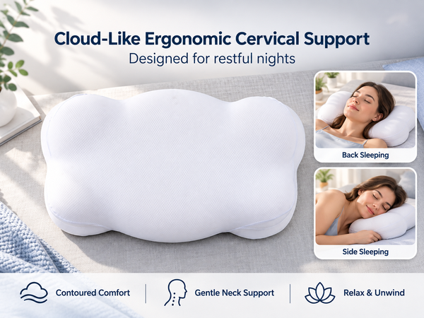 HASTHIP Contoured Memory Foam Cervical Pillow with Dual Adjustable Height for Multiple Sleep Positions