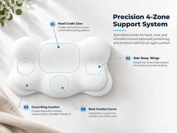 HASTHIP Contoured Memory Foam Cervical Pillow with Dual Adjustable Height for Multiple Sleep Positions