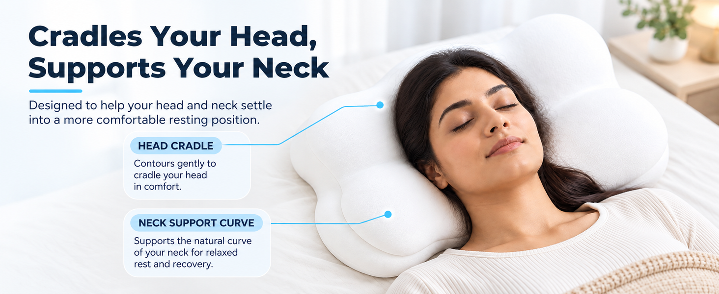 HASTHIP Contoured Memory Foam Cervical Pillow with Dual Adjustable Height for Multiple Sleep Positions