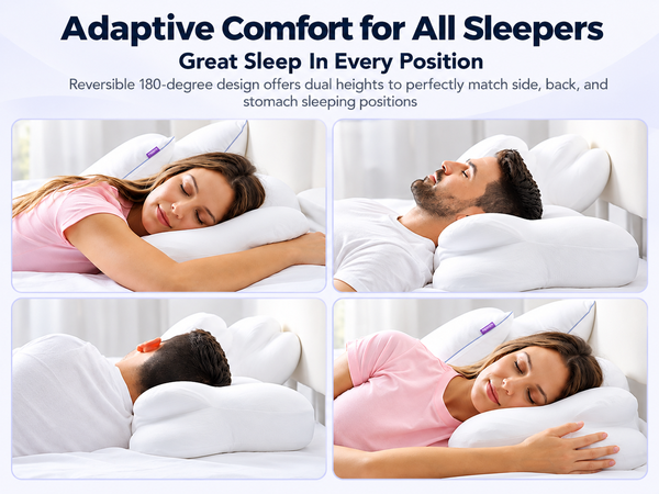 HASTHIP Contoured Memory Foam Cervical Pillow with Dual Adjustable Height for Multiple Sleep Positions